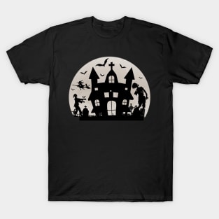 Spooky Moon Halloween Witch Monster Ghost Pumpkin 16 T-Shirt